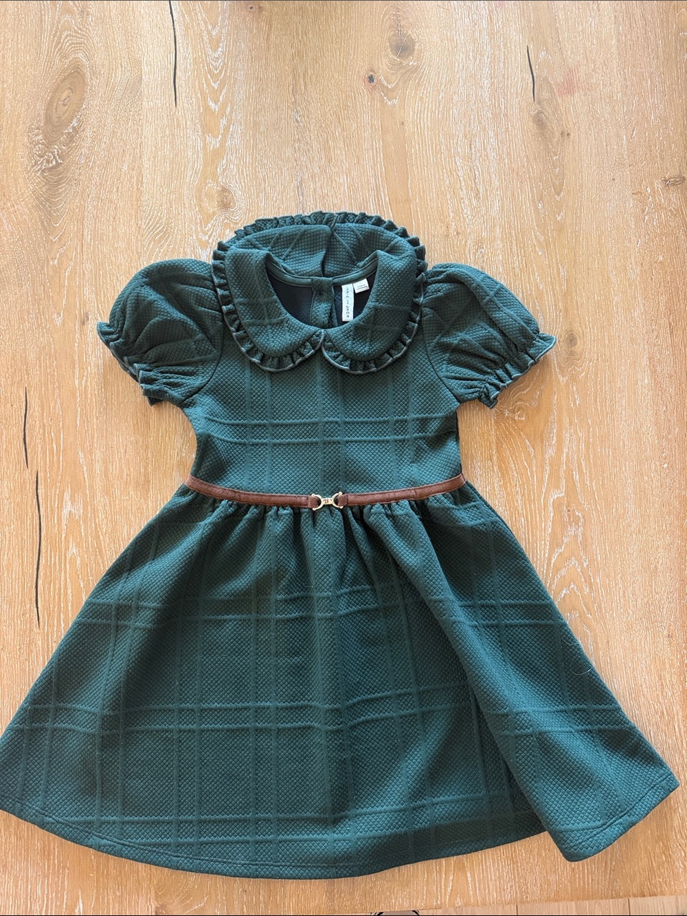 Janie and Jack Forest Green Ruffled Peter Pan Collar Dress
